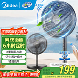 美的（Midea） 电风扇 家用风扇7叶落地扇立式轻音节能大风量电扇台扇迷你扇台立两用转页扇空气循环扇安静低音 语音遥控丨4段高度 3重飓风·SAI30AN 家用落地扇