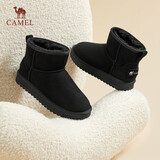 骆驼（CAMEL）雪地靴女百搭舒适暖绒平跟套筒保暖靴 L23W275157 黑色 39 