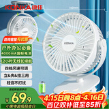 康佳（KONKA）小风扇充电手持扇桌面电风扇迷你办公学生宿舍床头小型风扇车载壁挂户外露营便携usb台夹扇4000mA