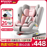 Heekin德国 儿童安全座椅汽车用0-4-12岁婴儿宝宝360度旋转ISOFIX硬接口 时尚粉(ISOFIX+360度旋转)