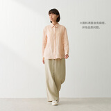 MUJI 女式 汉麻水洗衬衫领长袖衬衫女士女装衬衣外套内搭上衣女款春夏 浅橙色 S （155/80A）
