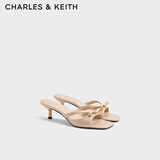 CHARLES&KEITH蝴蝶结方头凉拖鞋露趾凉鞋生日礼物送女友CK1-60361622 Nude肉色 37 （235）