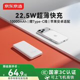 京东京造22.5W超级快充轻薄便携充电宝10000毫安时3c认证可上飞机京东自营移动电源适用苹果17华为小米荣耀