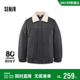 森马羽绒服男冬季复古仿皮衣薄款短夹克撞色拼接外套107824113109