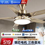 钻石牌（DIAMOND）风扇灯吊扇灯led客厅带灯吊扇北欧现代简约变频电风扇三色变光YY [DC变频]52寸吸顶五叶双控-1级能效/加强风