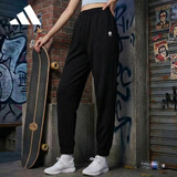阿迪达斯（adidas）运动裤女休闲舒适耐磨宽松梭织跑步裤HF7308 黑色 XL