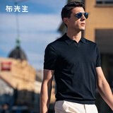 布先生海鸥领针织凉感T恤男士短袖透气速干商务POLO 钢琴黑 L (175)
