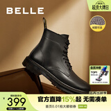 百丽（Belle）潮搭马丁靴男冬季商场同款真皮英伦风休闲靴92267DD0 黑绒里(8孔) 39 (245mm)
