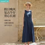 茵曼（INMAN）莱赛尔棉|茵曼复古牛仔收腰吊带连衣裙2026夏季女装新款无袖裙子