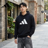 阿迪达斯（adidas）男女同款复古百搭潮流休闲套头衫卫衣 黑色 M