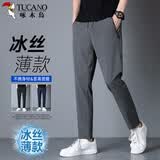 啄木鸟（TUCANO）休闲裤男夏季薄款潮流宽松直筒裤透气时尚百搭休闲运动长裤子男裤