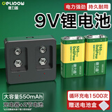 德力普（Delipow）9V充电电池 大容量550mAh锂电池6F22九伏方块适用万用表/体温枪/吉他/无线话筒/麦克风等