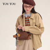 toutou仿植鞣保龄球包上班通勤女孩生日礼物单肩斜挎手提包肉松小狗