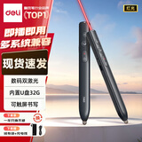 得力（deli）激光翻页笔 百米远控ppt翻页笔 教鞭演示演讲笔课件笔投影笔激光笔 无线演示翻页器 一键超链接 [数字双激光+U盘】触屏书写MA221