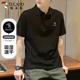 啄木鸟（TUCANO）短袖T恤男夏季时尚百搭polo打底衫舒适透气上衣男装 黑色A 3XL 