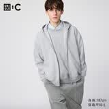 优衣库合作款/男装女装宽松连帽拉链运动开衫/长袖外套卫衣485735 03 灰色 XL