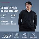 GaKior冰晶原纱薄外套防晒衣女男情侣外套防紫外线凉感透气可拆卸耐水洗 男款宽松版【黑色】 2XL