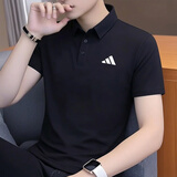 阿迪达斯（adidas）POLO衫男 26夏季新款运动服休闲衣服翻领短袖梭织速干透气t恤男 黑色/三扣Polo领/速干 M 175