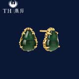 唐后（TH）唐后纯银镶翡翠福禄耳钉新中式国风百搭耳饰约会生日情人节礼物