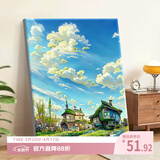 好久不见数字油画diy手绘涂鸦丙烯油彩画夏天绿色风景画画填色手工装饰画