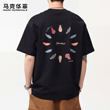 马克华菲（MARK FAIRWHALE）短袖T恤男夏季重磅纯棉时尚短袖男潮牌印花体恤男装 黑色 XL