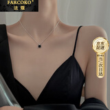 法蔻【生日礼物】孔雀石欧美法式方块项链女超火红玛瑙吊坠送女友老婆 银色链子+黑色吊坠