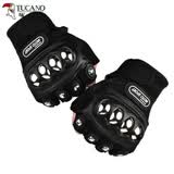 啄木鸟（TUCANO）新款耐磨男摩托车半指手套防护防摔钢壳半截手套骑行战术拳套 黑色 均码
