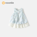 凡猎VOONLIE女童连衣裙夏装洋气儿童无袖公主裙女宝宝甜美刺绣背心裙夏季