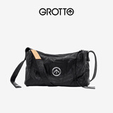 GROTTO【蔡徐坤同款】黑石包经典大容量单肩斜挎通勤软包男女款礼物 黑石L（亮银）