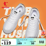 乔丹男鞋板鞋春夏季透气小白鞋女鞋空军一号厚底增高情侣休闲运动鞋 男-白色【店长推荐】 41