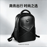CHUMYUM男士背包真皮商务双肩包通勤电脑包旅行出差大容量背包学生书包 黑色 经典款