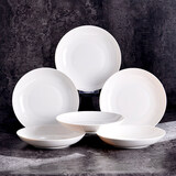 洁雅杰陶瓷盘家用白瓷盘子8英寸中式釉下彩餐盘菜盘汤盘微波炉可用6只装