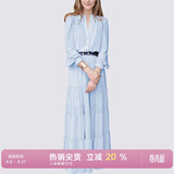 MeetMetro玛依尔法式仙女连衣裙女2026春新款高端气质纯欲风裙子礼服长裙 浅蓝 L