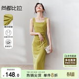 尚都比拉法式高级感连衣裙女秋季赫本风长款气质A字裙抽褶收腰显瘦背带裙