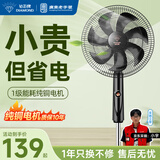 钻石牌落地扇家用电风扇【1级能效+直流变频】摇头扇落地风扇无极变速调控强劲风力大网罩DFS-ZFM07z