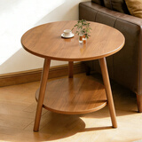 姗姗木艺茶几客厅小桌子小户型双层圆桌简约矮桌家用咖啡桌
