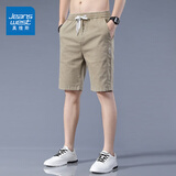 真维斯（Jeanswest）冰丝牛仔短裤男夏季薄款潮流休闲中裤外穿宽松天丝男士五分裤潮牌 卡其色 XL