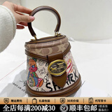 CHARLIE&KELLI小c&k女包2026新款包包生日礼物小熊涂鸦半圆水桶包手提包斜挎女 棕色【代写贺卡 赠专柜礼袋】