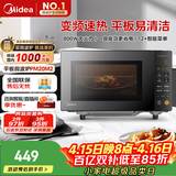 美的（Midea）家用变频微波炉平板式易清洁 800W微波速热 一键智能菜单 钻石背板 微晶面板加热20L（PM20M2）