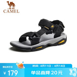 骆驼（CAMEL）户外沙滩潮流平底休闲男士凉鞋子 A822162412 黑色 44