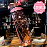 茶花（CHAHUA）茶花水杯塑料学生便携乐随身杯运动太空杯防漏带盖水杯扣式随手杯 【620ML】透明红