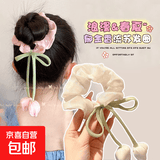 花朵发圈女童扎丸子头大肠发圈公主新款发绳扎马尾头绳发饰 HSFQ196花朵发圈米色