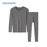舒雅（Schiesser）男士3A抗菌舒美棉圆领 秋衣秋裤保暖内衣套装 深灰 XL