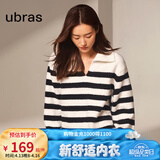 ubras【刘雯同款】慕斯绒条纹保暖加绒家居服套装女加厚加绒睡衣冬季女 小翻领-白色 S
