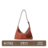 裘真【明星同款】植鞣胎牛皮腋下经典hobo包通勤真皮女包 栗木色-小号(胎牛皮版)售罄不预售 小包/大包