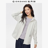 佐丹奴防风夹克女春季新款防水工装口袋宽松连帽风衣外套05375776