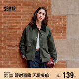 森马（Semir）复古巴恩风外套女短款宽松上衣秋纯棉灯芯绒翻领夹克101524108016