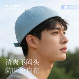GLO-STORY帽子男复古牛仔布瓜皮唐帽男女士街头嘻哈痞帅光板寸头地主帽