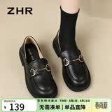 ZHR则则单鞋女真牛皮英伦风乐福鞋女两穿小皮鞋女2026新款女鞋BT38黑色37