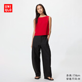 优衣库常规款女装针织廓形长裤/弯刀镰刀裤子483722 482287 482287/09黑色 XS